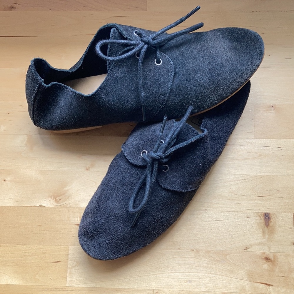 COPY - TOPSHOP black suede oxford laced flat shoes